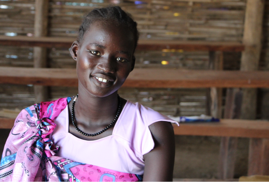 Young mother in Juba's Protection of Civilians (poC) camp