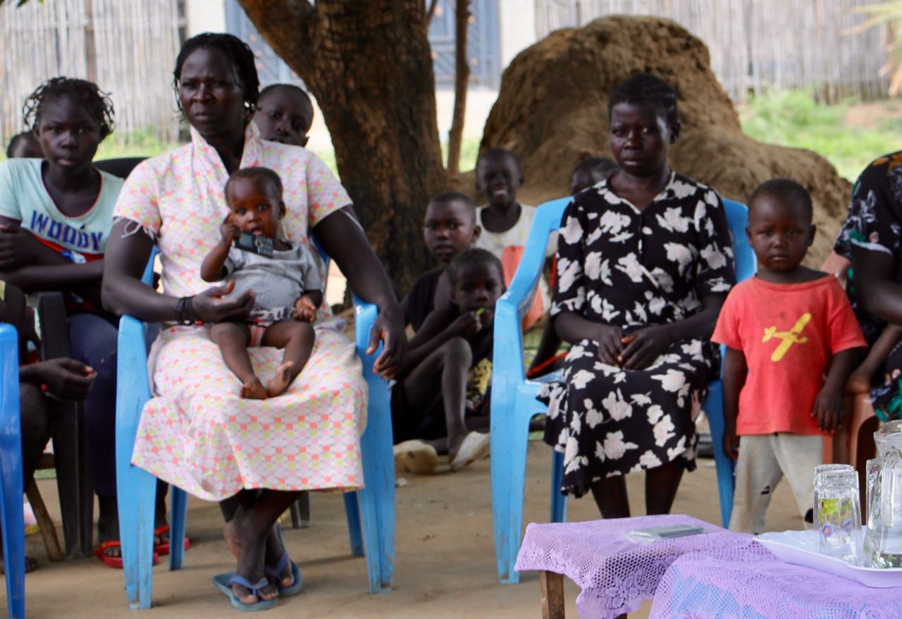 Family listening group in South Sudan